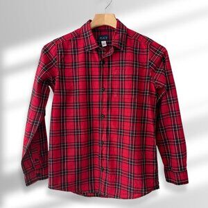 ❤️ Children's Place Red Plaid Button-down Shirt Boys Size 14 XL Long Sleeve